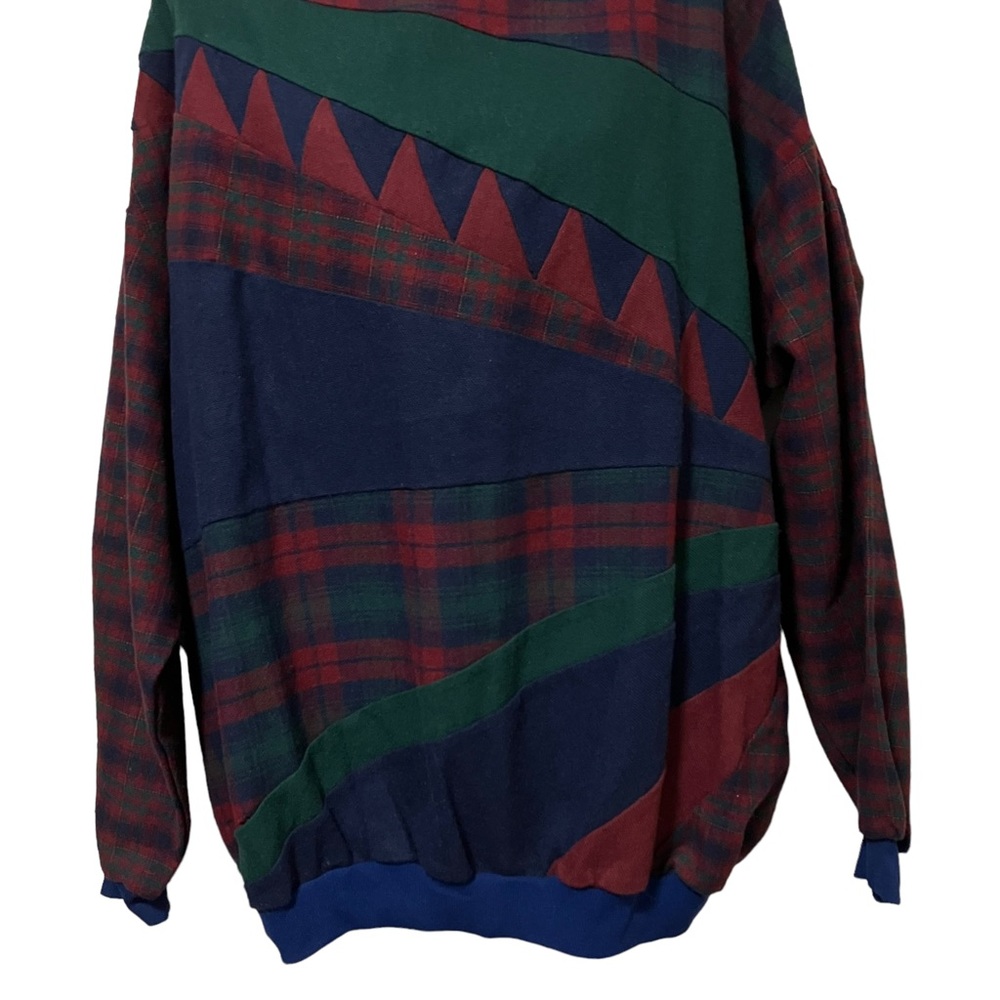 Vintage Plaid Patchwork Pullover - image 5